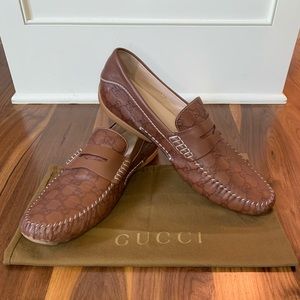 Gucci signature driver shoes in cognac leather